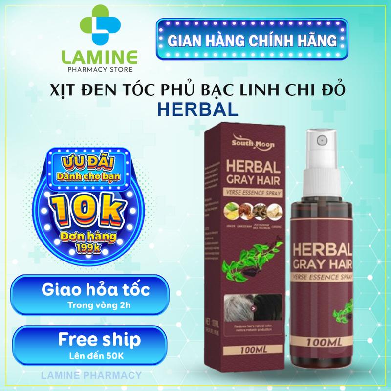  Xịt Dưỡng Đen Tóc Linh Chi Đỏ HERBAL - Tinh Chất Linh Chi Đen Tóc HERBAL Herbal Gray Hair Serum Phủ Bạc Làm Đen Tóc 