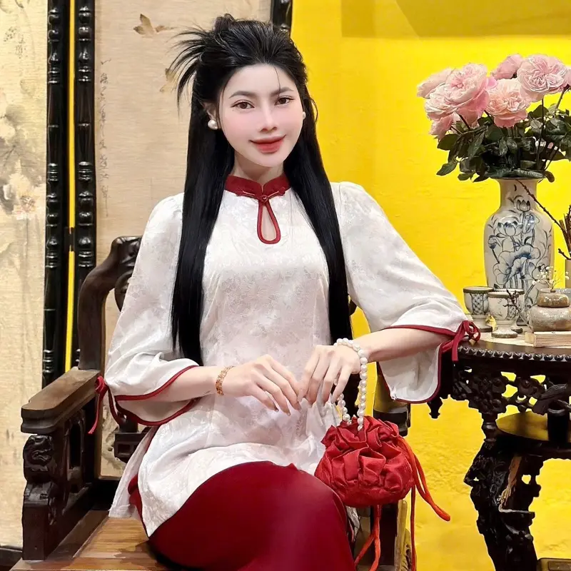 Mẫn Hoa-Pháp Phục Việt Ngọc Minh Châu/Bộ quần áo đi chùa Nữ 3
