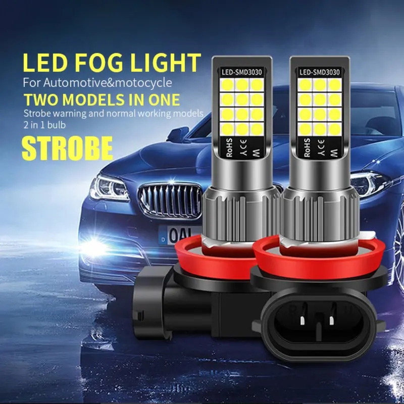 【COD+Ready Stock】Lampu Led Fog Lamp 35W 12V Mobil H11 Dua Warna Selalu Cerah, Putih + Cahaya Emas Lampu Mengemudi Bohlam Car 1