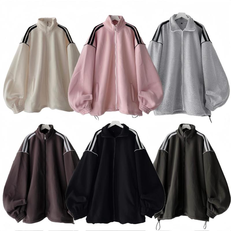 Áo Khoác Sweater 3 Sọc Cổ Cao Nỉ Unisex Form Rộng Trơn Basic - BingBing