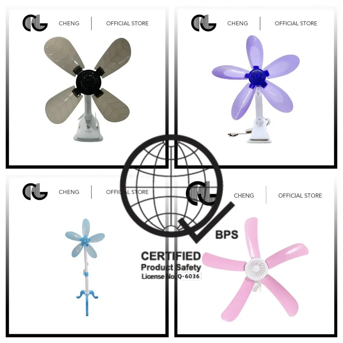CG CHENG PS CERTIFIED Electric fan Clip fan ceiling fan standing fan Good quality, strong wind low noise, for domitory student table floor bed office work