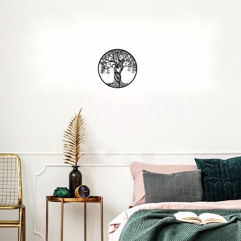 Tree of Life Metal Sign, 1 Count Hollow out Heart Tree Wall Decor, Sweet Furniture, Round Modern Simple Wall Art Decor for Home Living Room, Bedroom, Office 4