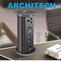 Gambar ARCHITECH MJ02  LIFTING SOKET C18 WIRELESS CHARGER BLACK STOP KONTAK MEJA dari ARCHITECH INDONESIA Kota Administrasi Jakarta Utara 4 Tokopedia
