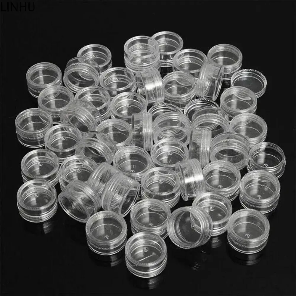 LINHU Empty Transparent Clear Cream Jar Sub-bottling Plastic Small Round Jars Multi-purpose Roundness Jewelry Storage Box Women