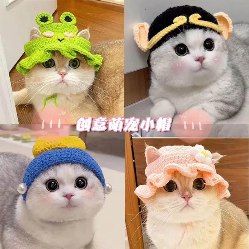 Pet Head Cover Hat Original Handmade Maid Cat Sun Drag Cute