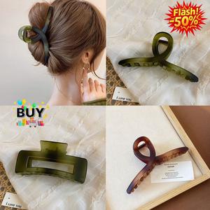กิ๊บติดผมขนาดใหญ่ ผิวฝ้า กิ๊บหนีบปู กิ๊บหนีบผมด้านหลังศีรษะ กิ๊บหนีบผมฉลามผมหนา เครื่องมือจัดแต่งทรงผม มีสีเทา สีเขียว และสีน้ำตาล สวยๆ กิ๊บติดผม