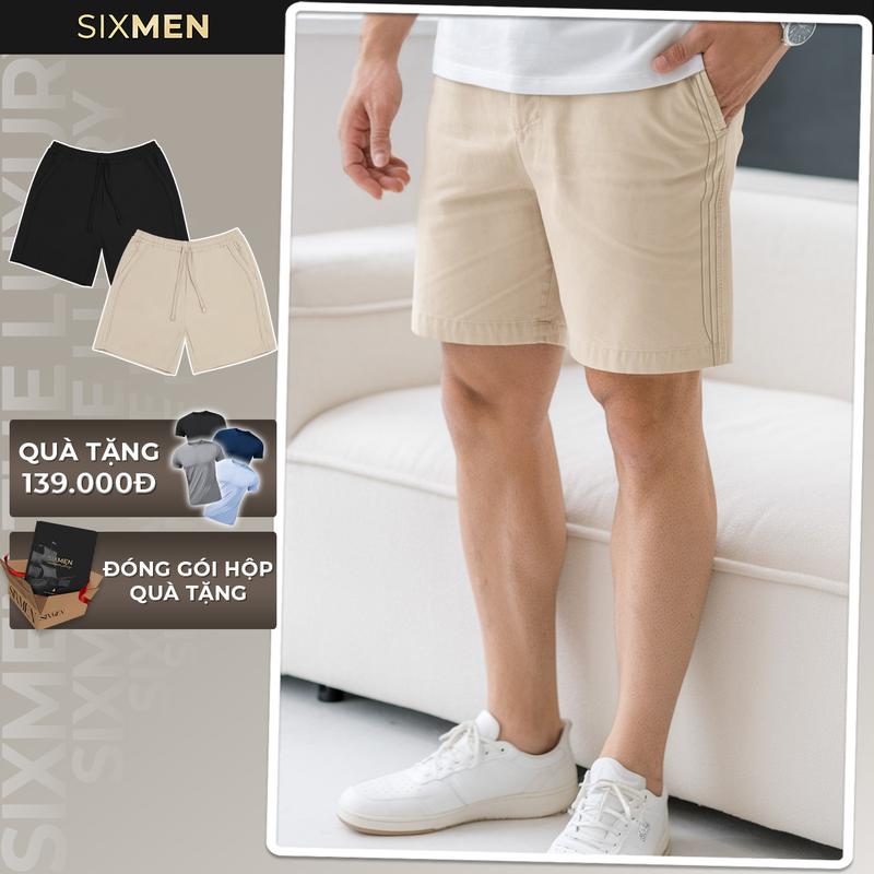 Quần short kaki đai chun nam cao cấp SIXMEN vải kaki tây xuất xịn, co giãn Menswear
