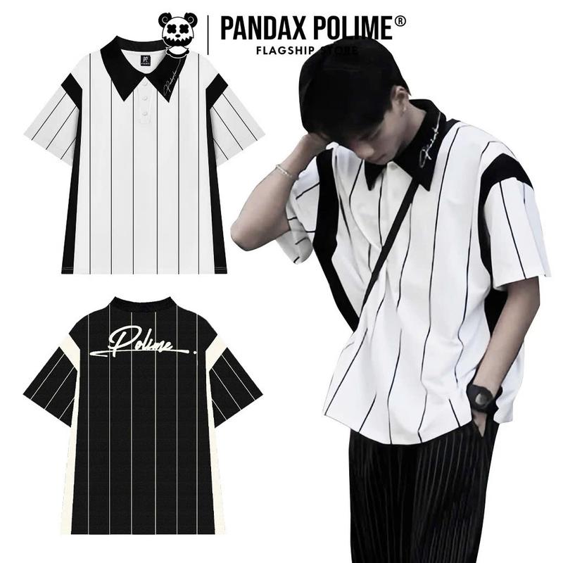 Polo boxy local brand áo thun có cổ phông oversize nam nữ  sọc kẻ phối màu form rộng bigsize cặp đôi px pandax polime Unisex Menswear