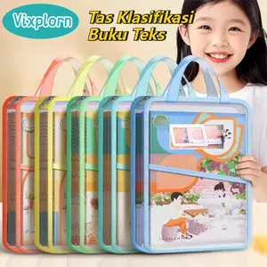 Vixplorn Document Bag Transparan 3 Lapis/Tas Klasifikasi Buku Teks/ Tas Folder Portabel Jaring Penyimpanan/Tas Kertas Tes Bimbingan Jaring Yang Menebal/Tas Klasifikasi Buku Teks Stationery