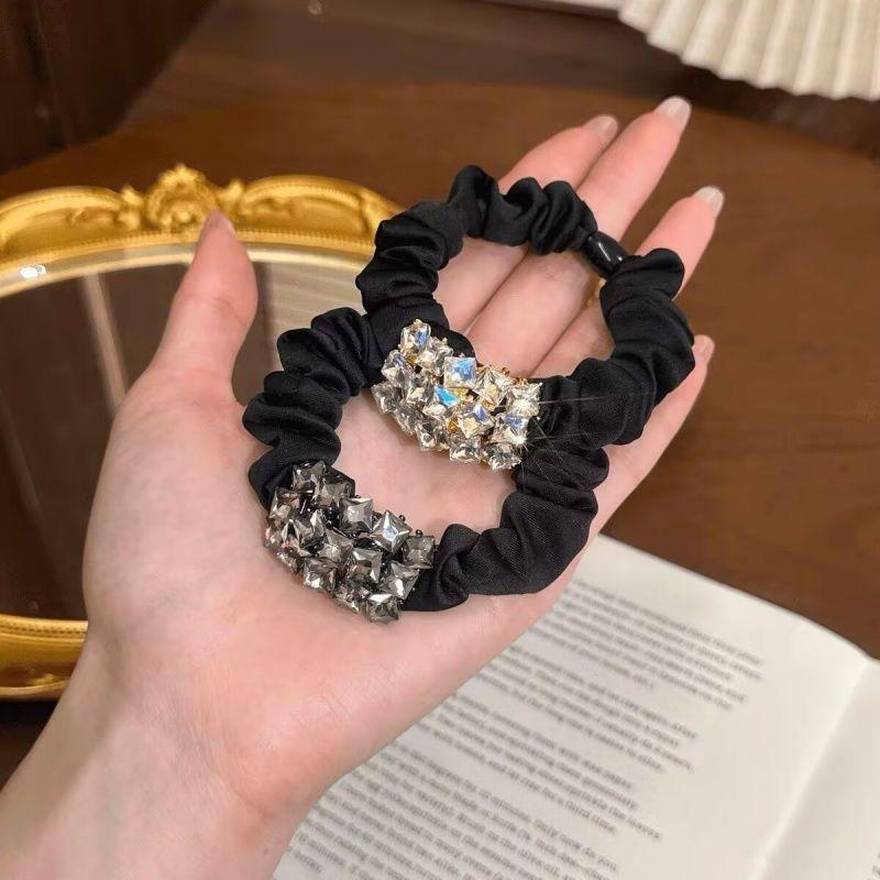 Dây Buộc Tóc Pha Lê, Thời Trang Mới Cho Năm 2025, Phong Cách Ngọt Ngào Và Thanh Lịch, Scrunchie, Dây Buộc Tóc Cao Cấp, Dây Buộc Tóc Co Giãn, Phụ Kiện Tóc Đuôi Ngựa kurumi  búi  tóc 3