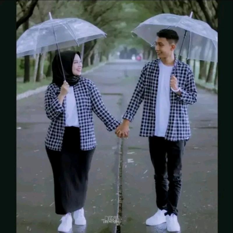 kemeja couple an flanel panjang pria wanita isi 2 kemeja baju Pasangan Santai 5