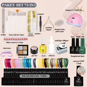 Msy Set Nail Art Lengkap 37IN1/43IN1/73IN1/Set Kutek Gel Nail Polish UV/Untuk Nail Art Pemula