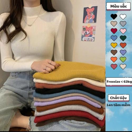 Áo Len Tăm Cổ lọ 3P-7P Giữ Nhiệt Cho Nữ , Áo Len Tăm Giữ Nhiệt nữ 14 Màu Cao Cấp Top Trắng Women Bơ