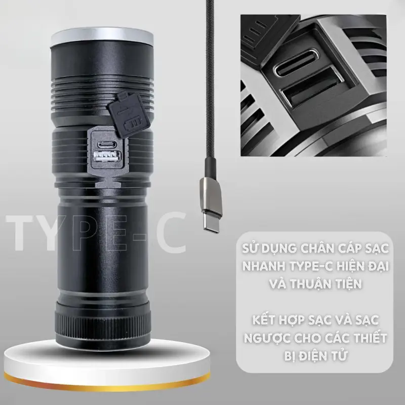 [BH-3 Tháng] Đèn pin cầm tay siêu sáng RAY BOW 1122 chiếu xa 600-1000 mét có ZOOM xa gần chống nước sạc ngược cho điện thoại HP-027 đèn  pin 2