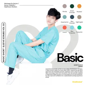 TRUSTWEAR - Basic Doctor’s Scrub / Set Baju Celana Jaga  OKA OK Perawat / Dokter Lengan Pendek II