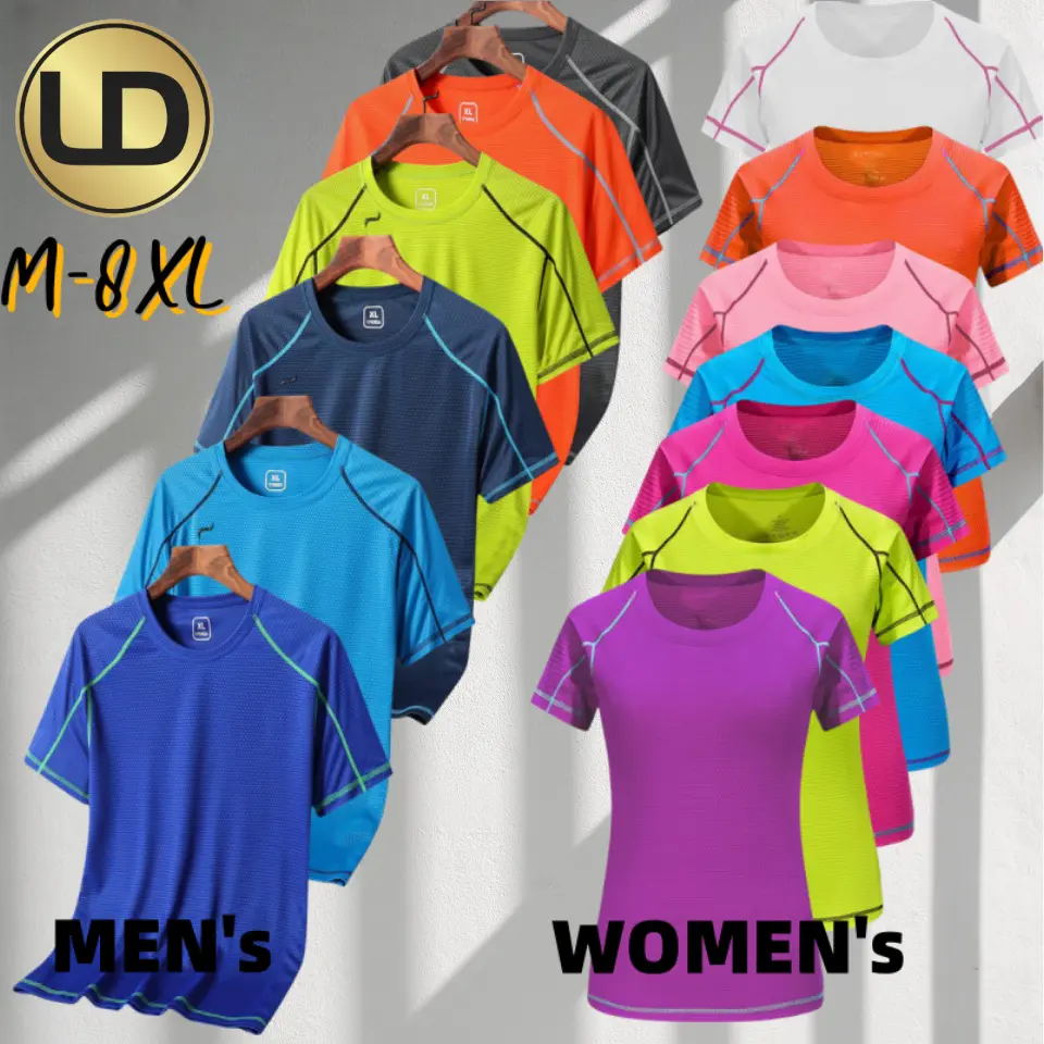 M-8XL Workout Running Shirts, Dry Fit Moisture Wicking T-Shirts, Sports Gym Athletic Short Sleeve Shirts MEN and WOMEN SIZE