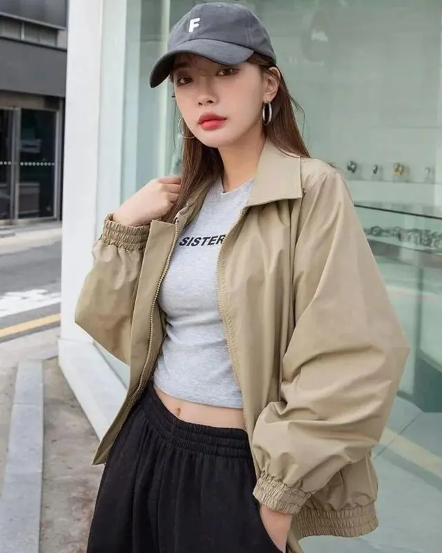 Dazy Jacket Wanita Polos Casual Style Drill 0