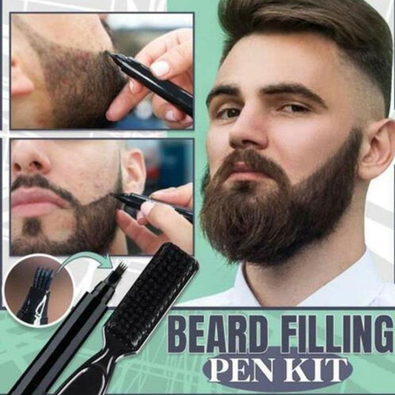 Beard Filling Pen Kit Barber Pencil With Brush Male Tool Hair Eyebrow Engraving Shape Mustache S4A8 3