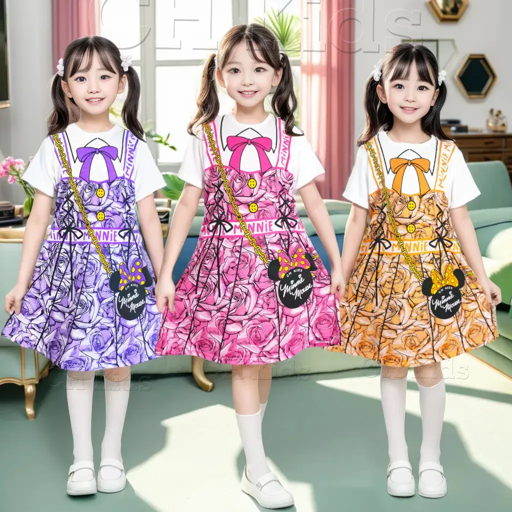 dress anak bunga full print 3-8 thn bahan lembut/ daster anak bunga bisa COD Baju Cantik Motif