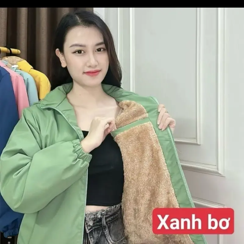 Áo gió nữ lót lông cừu chống nước cao cấp , cảm gió , chống bám bụi , lót lông dày dặn thời trang 2023 7
