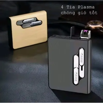Hộp Đựng Thuốc Kiêm Quẹt Điện Plasma Sạc Pin Cao Cấp 4