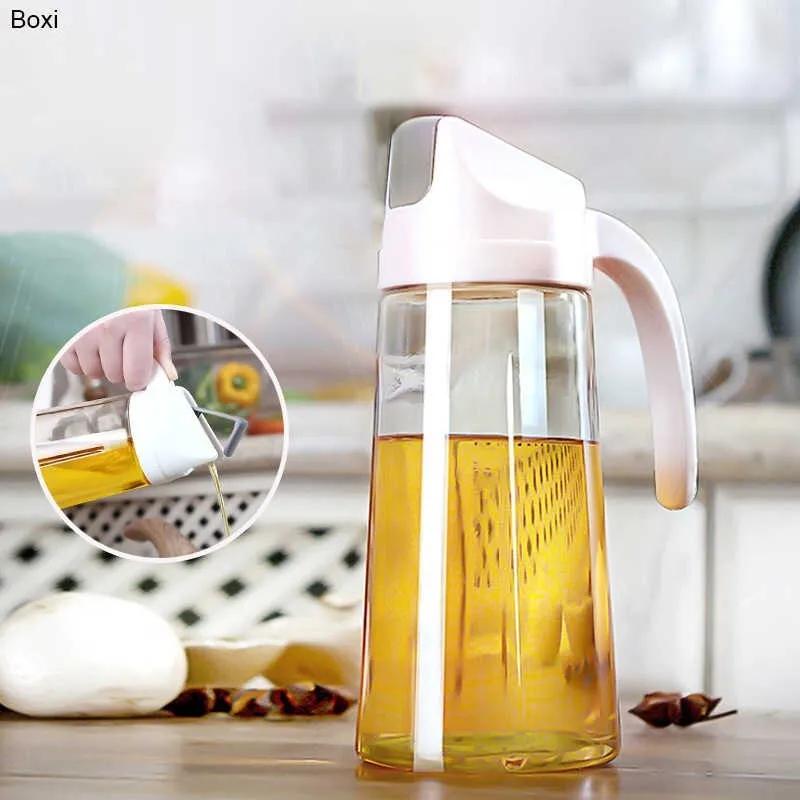 Auto Flip Olive Oil Dispenser Bottle 600ml Leakproof Condiment Container With Automatic Cap 0