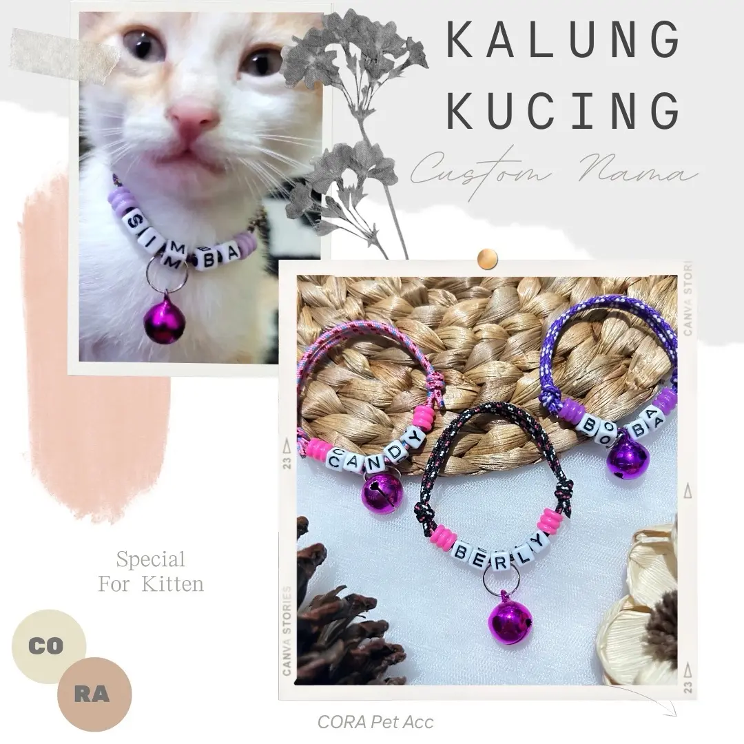 [CLEARANCE SALE] Kalung Kucing Custom Nama Ukuran Kitten