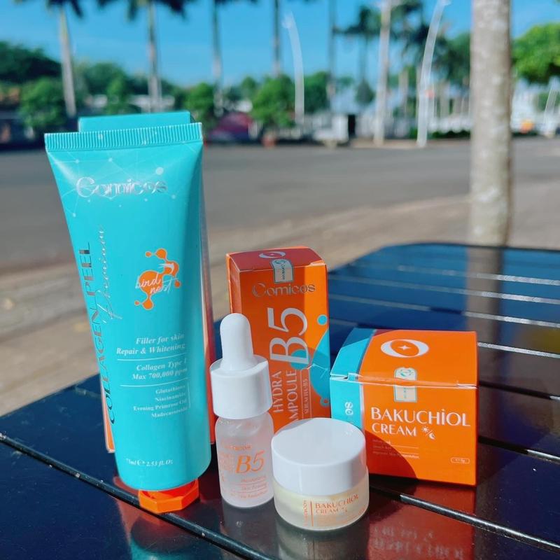 COMBO (Mua 1 Được 5) PEEL COLLAGEN 4K + SERUM B5 + KEM FACE BAKUCHIOL + SỮA RỬA MẶT + KEM CHỐNG NẮNG Skincare Peel Da 4