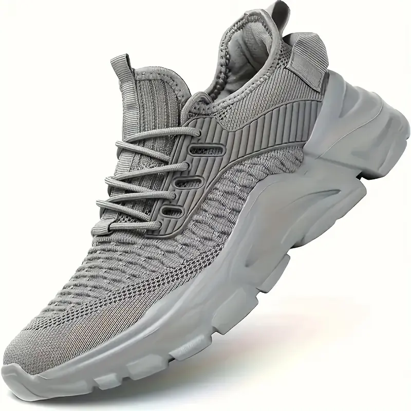 1 Pair Men's Breathable Running Shoes - Lightweight, Slip-Resistant, Low-Top Sneakers for Running, Walking, and Training, Spring/Summer Casual & Sport Style, Round Toe, Geometric/Pure Color Design 3
