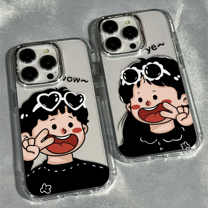 Biye Couple-Apple 15 Ốp Điện Thoại , iPhone 14 / 13pro, chống rơi, 12 / 11, kim loại trong suốt, Xsmax / XR