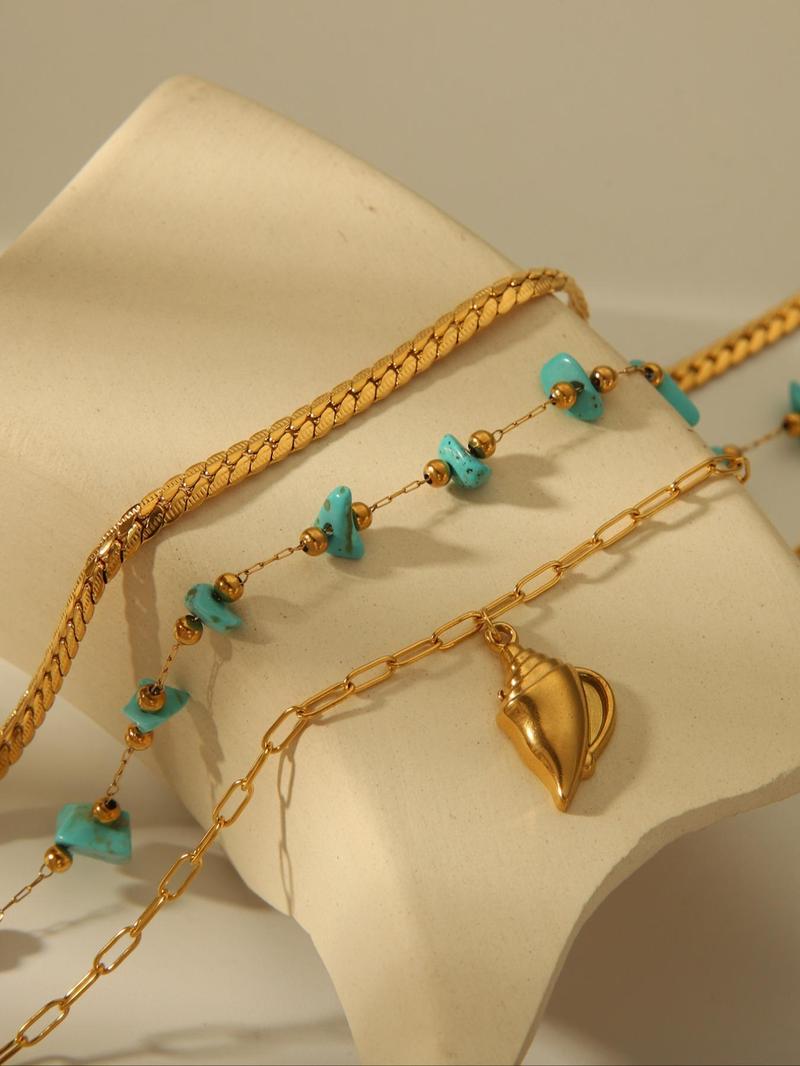 Product Introduction of Fashionable Turquoise Decor Anklet, Fashion Jewelry for Party, Daily Clothing Decor, Trendy All-match & Exquisite Jewelry for Birthday Gift 3