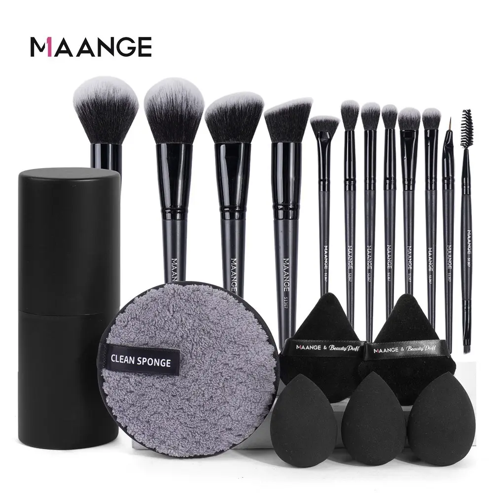 Set Berus Mekap, MAANGE, 19PCS, Dengan Kotak Penyimpanan Kecantikan, Termasuk Puff Serbuk dan Span, Pelbagai fungsi, Berkualiti Tinggi, Untuk Kosmetik Wanita, 51367