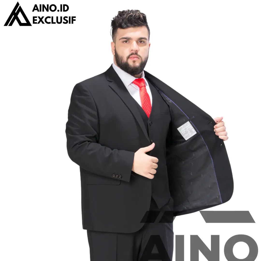 AINO.ID STELAN JAS PRIA BIG SIZE JAS FORMAL UKURAN JUMBO BLAZER PRIA OVERSIZE Hitam