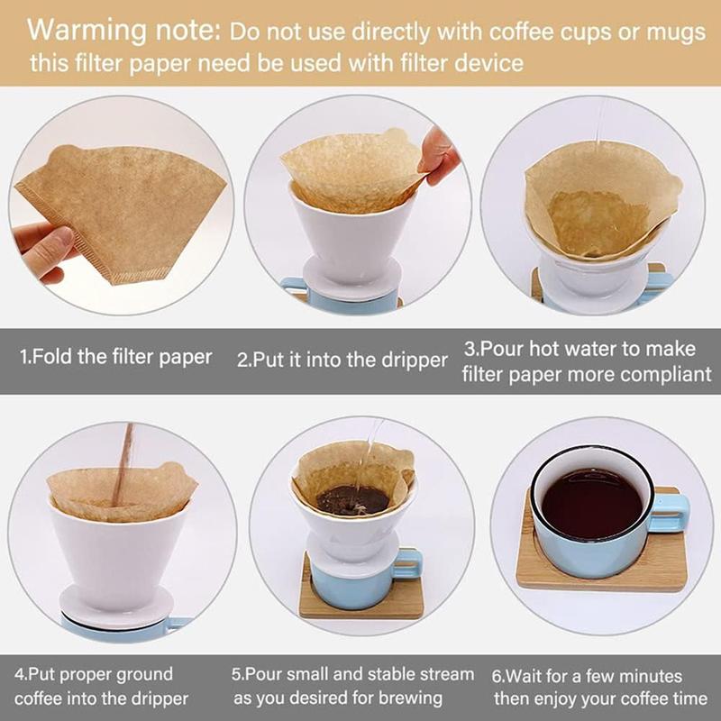 Product Introduction of 40/100Pcs Portable Household Cafe Tools Coffee Filter Paper Wood Pulp Pull-out Drip Hand-brewed Coffee Disposable V-Shape U-Shape Hand Drip Paper 23