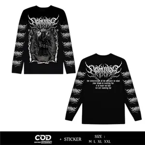 Baju Kaos Longsleeve  Netral Desain Terbaru Vampire Model Casual Distro Lengan Panjang Sablon Dtf Full Punggung  24s Reguler Hitam Putih By Inzavibe EC4