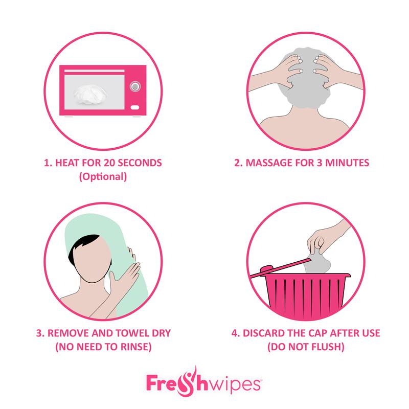 FreshWipes Rinse Free Shampoo Cap - an easy way to wash your hair without water! 2
