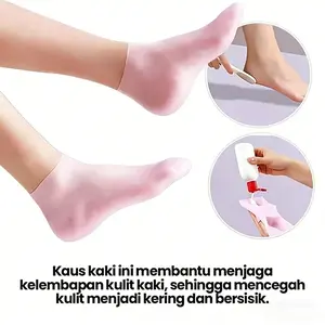 Pelindung tumit penutup kaus kaki silikon lembut untuk mencegah tumit kering dan pecah-pecah masker kaki penutup pelembab pelindung