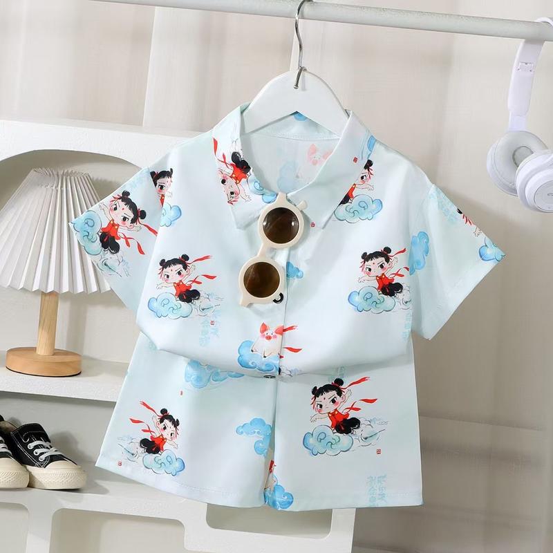 Product Introduction of Bộ Nezha Mùa Hè Cho Trẻ Em, Hàng Mới Về, Bộ Sưu Tập Năm 2025, Dành Cho Bé, Áo Sơ Mi Ngắn Tay Đi Kỳ Nghỉ Quần Đùi Đi Biển Mỏng, Thiết Kế Dễ Thương Và Hợp Xu hướng, Thích Hợp Cho Bé Gái, 7104 Người Được Thu Thập 3