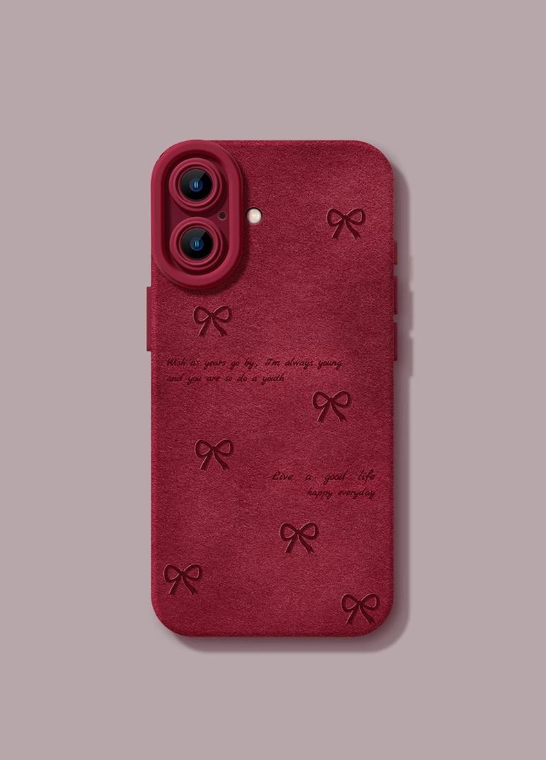 Product Introduction of Ốp Mềm Bảo Vệ Silicon Lỏng Hình Tình Yêu Nơ, Màu Đỏ Rượu Vang Thích Hợp Cho iPhone 6-16 Dòng Đầy Đủ, Được Làm Bằng Chất Liệu TPU 8