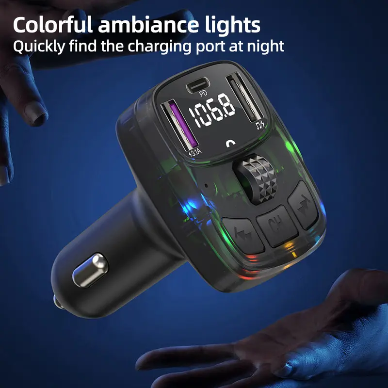 Bluetooth trên ô tô, Bộ phát FM Bluetooth 5.3, Rảnh tay sạc, Bộ điều chế vô tuyến, Máy nghe nhạc MP3, với Bộ Chuyển Đổi sạc siêu nhanh PD15W, # 474909 3