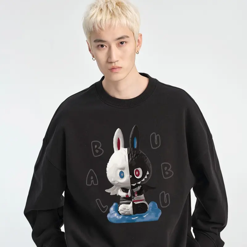 Lives - Áo Sweater Nỉ Bông Nam Nữ Trơn Form Rộng Cotton Unisex, Áo Khoác Hoodie Oversize Trend Thu Đông - Labubu TrainDra 1