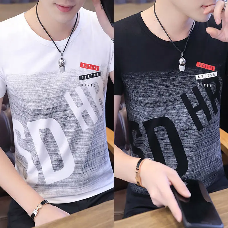 Áo Thun Ngắn Tay In Hình Thời Trang Mới Mùa Hè, Dành Cho Nam, Phong Cách Hàn Quốc, Xu Hướng, Áo Cổ Tròn, 2024