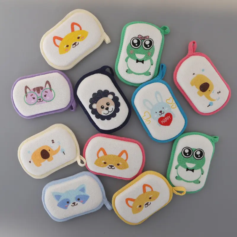 Cartoon Bath Sponges Animals Towel Fabric Baby Accessories Bath Brushes Soft Newborn Soft Cartoon Bear Children Infant Spong