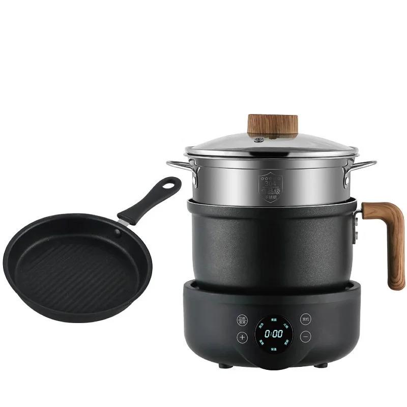110V/220V Smart Electric Cooker Multifunction Split Pot Home Non-stick Frying Pan Mini Electric Hot Pot Appointment Steamer 1.8L 6