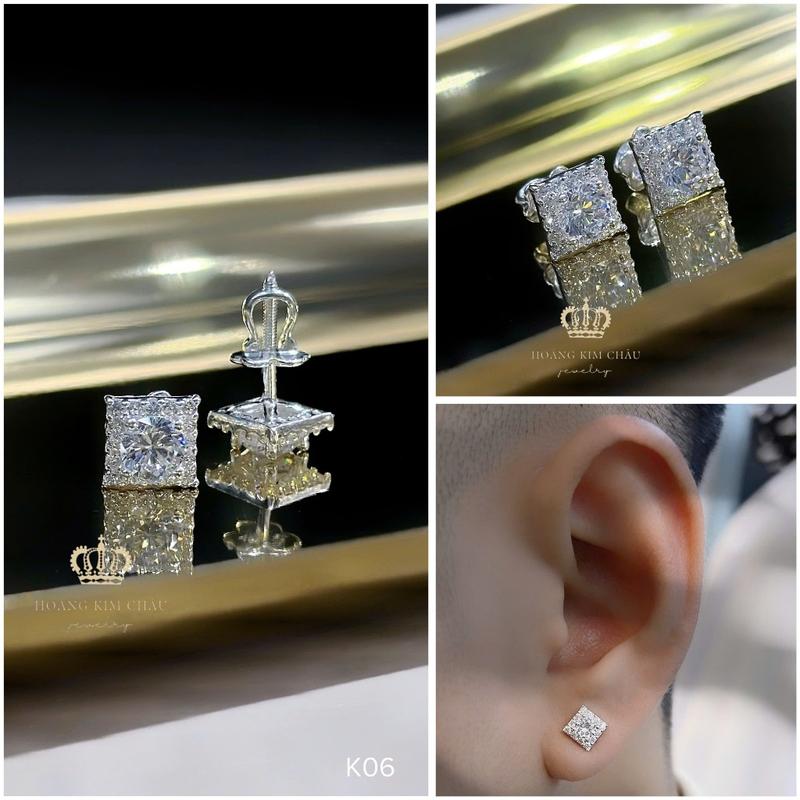 Bông tai nụ bạc nam nữ Hoàng Minh Châu Jewelry - bộ sưu tập khuyên tai nam nữ chuẩn bạc cao cấp 5