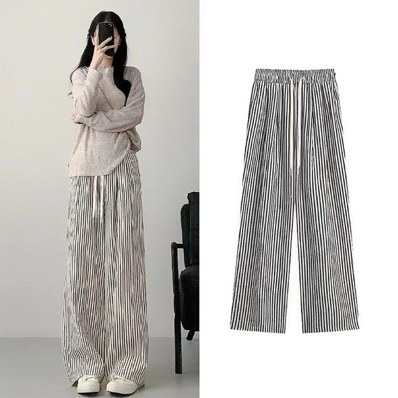 Quần Ống Rộng Kẻ Sọc Bigsize Chất Liệu Xốp Đũi Siêu Mềm Mát Mặc Mùa Hè Cho Chuppy (50-95Kg)- Q534