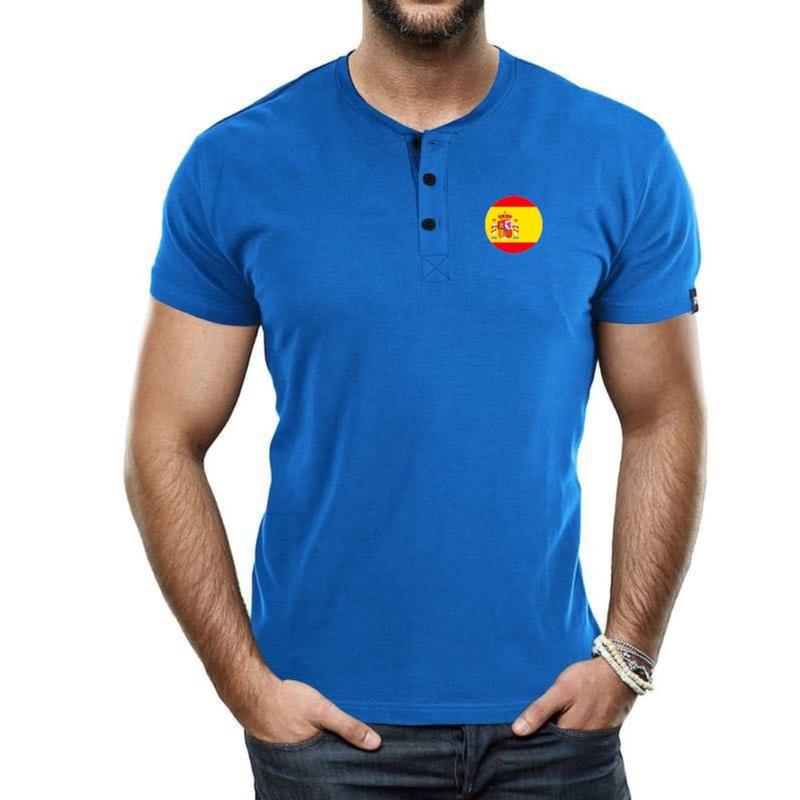 BAJU KANCING SABLON LENGAN PENDEK/KAOS BOLA LOGO SPANYOL/BAJU PIALA DUNIA/TERLARIS/BAYAR DI TEMPAT 1