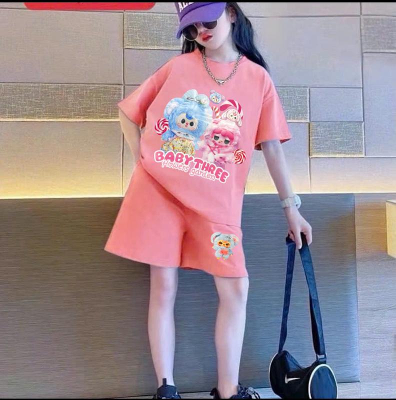 Bộ Đồ Cộc Tay BabyThree Mùa Hè, Chất Liệu Cotton Thoáng Mát Cho Bé Gái 9-42 kg 4