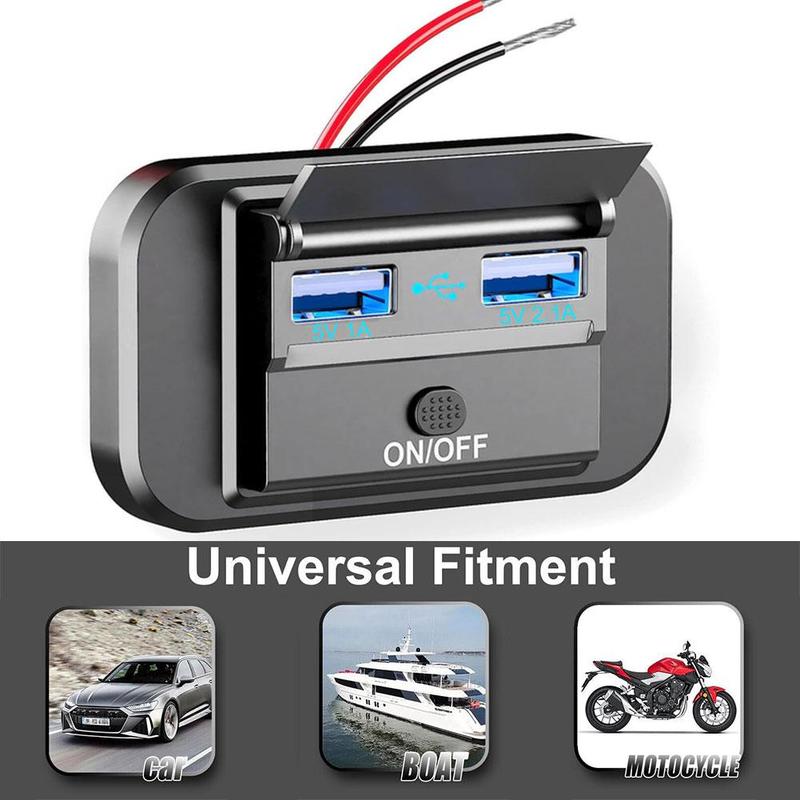 Product Introduction of Quick Charge PD Type C Dual USB Ports Car Bus Charger Socket Adapter 12V/24V USB Power Panel F7C2 48