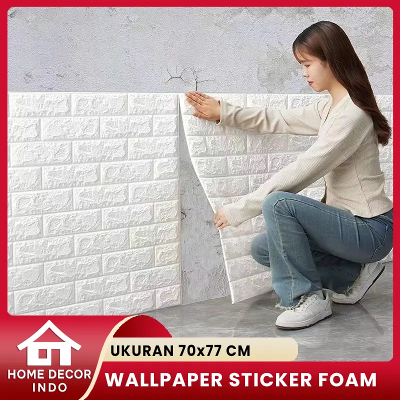 Home Decor - Wallpaper Dinding Foam Timbul 3D Bata Classic Brick 70 x 77 cm / Wallpaper Bata 3D Kertas Stiker